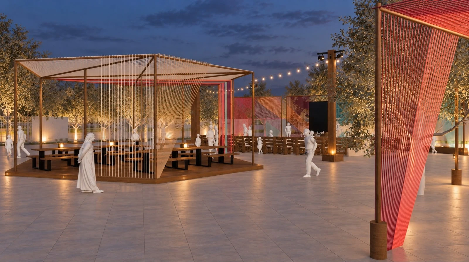 The shaded gathering space