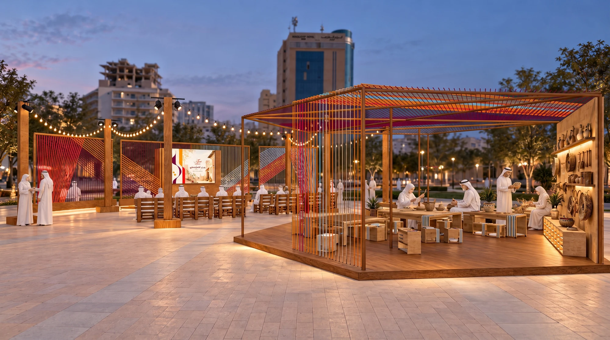 The plaza and stage